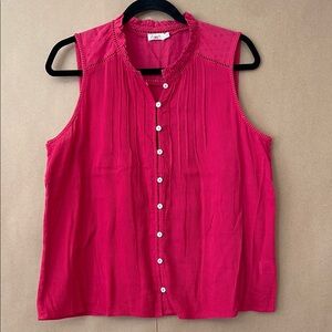 Faherty Bright Cranberry Sleeveless Blouse